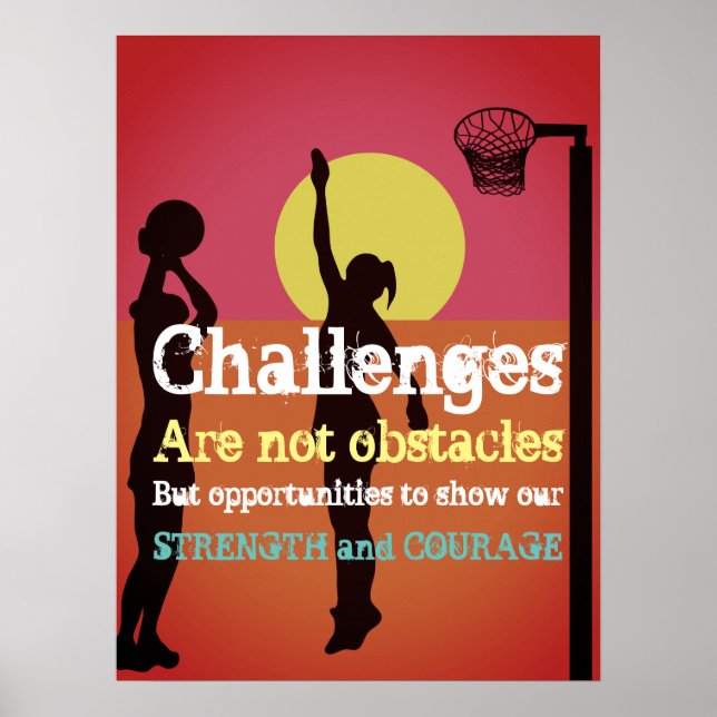 Poster Quote de netball Inspiratiational Life Challenges (Devant)