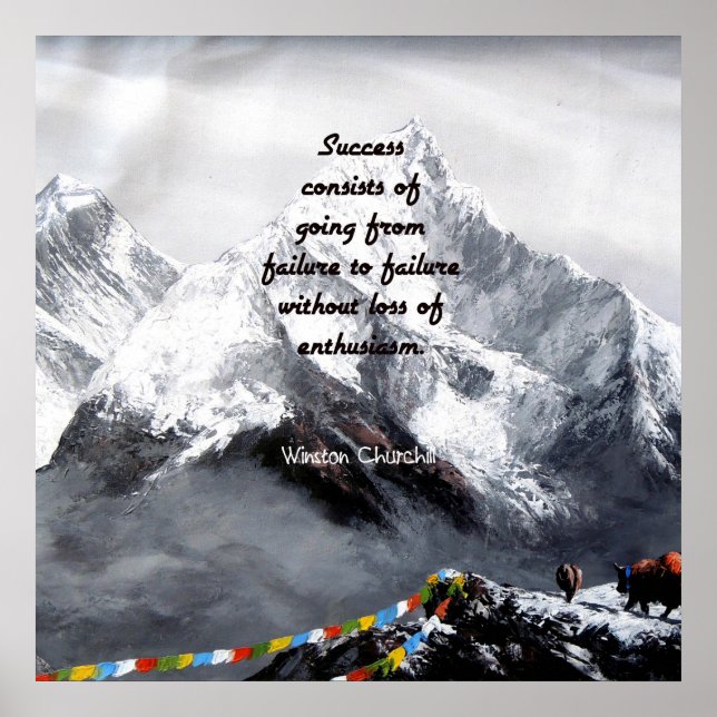 Poster QUOTE DE SUCCÈS MOtivationnel Winston Churchill (Devant)