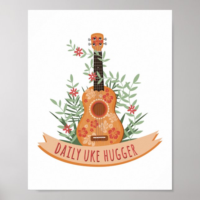 Poster Quotidien Uke Hugger Ukulele Joueur Musicien hawaï (Devant)