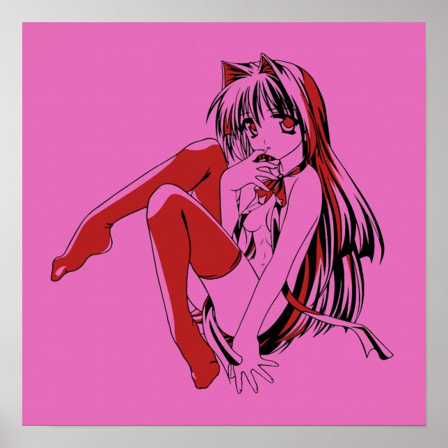 Poster R & B, Neko Catgirl Furry Anime Loli Slave (Devant)
