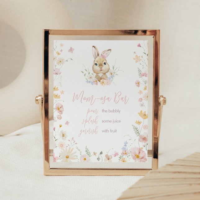 Poster Rabbit Assez Baby shower Maman Osa Bar (Somebunny Rabbit Baby Shower Mom Osa Bar Sign)
