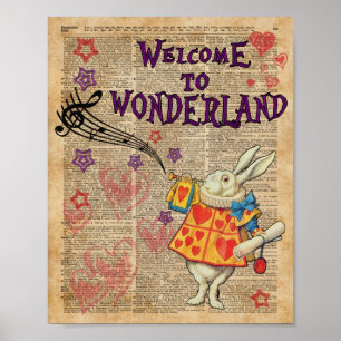 Poster Rabbit Bienvenue À .. Alice Au Pays Des Merveilles