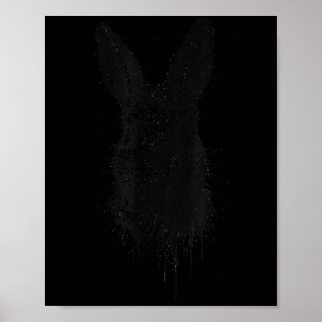 Poster Rabbit Ink Art Nge Edgy Forest Wildlife Rtrait Bun (Devant)