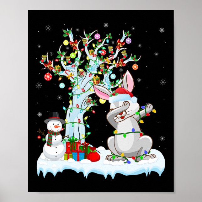 Poster Rabbit Lights Xmas Tree Dabbing Rabbit Chris (Devant)