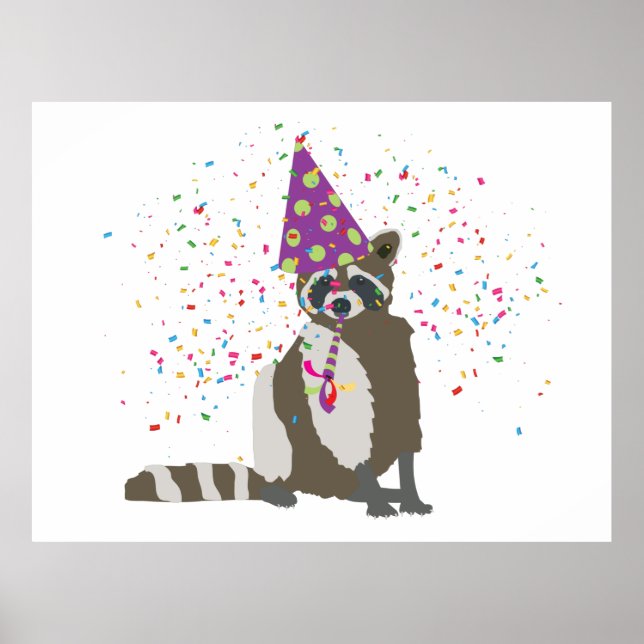 Poster Raccoon - Animaux ayant une fête (Devant)