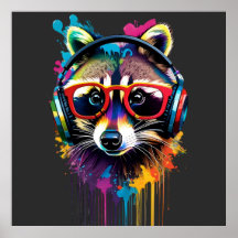 Raccoon dans casques et lunettes