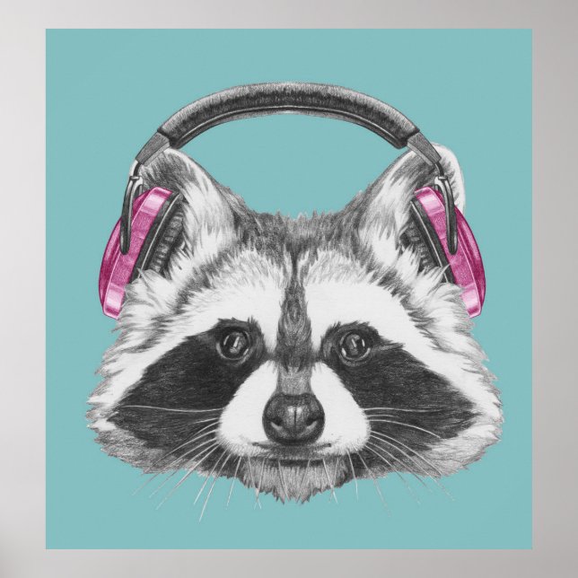 Poster Raccoon d'Héadphone (Devant)