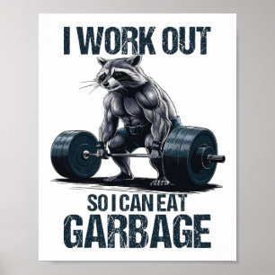 Poster Raccoon Gym Entraînement De Poids Je M'Efforce Pou