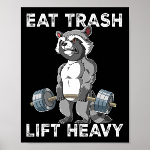 Poster Raccoon Gym Weight Training Manger Trash Lift Lour
