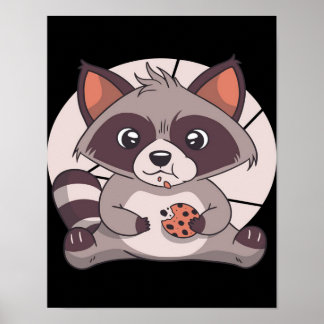 Poster Raccoon mangeant biscuit - Cute Chocolate Lover ca