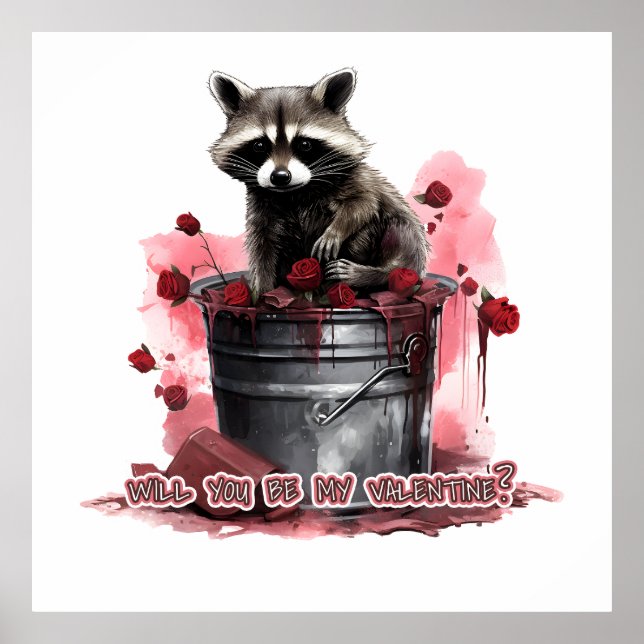 Poster Raccoon Seras-tu ma Saint-Valentin ? (Devant)
