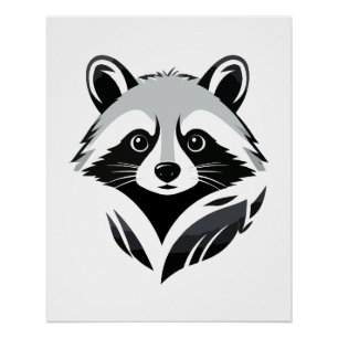 Poster Raccoon Vector Art Animal Moderne Graphique Urbain