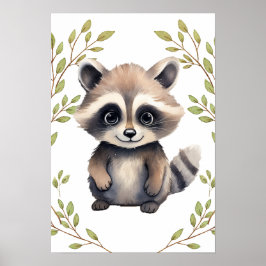 Poster Raccoon verdoyant Bois Animaux Pépinière