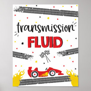 Poster Race Car Birthday Two Fast Transmission Fluid
