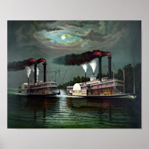 Poster Race Of Steamers Robt. E. Lee and Natchez