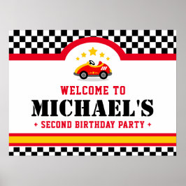Poster Race voiture anniversaire fête bienvenue