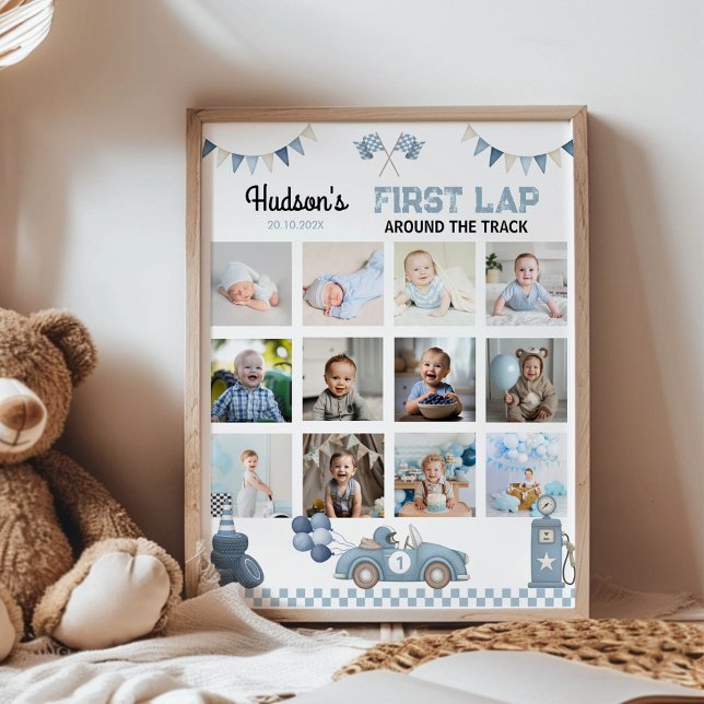 Poster Racecar First Lap Around The Track Photo Milestone (Créateur téléchargé)