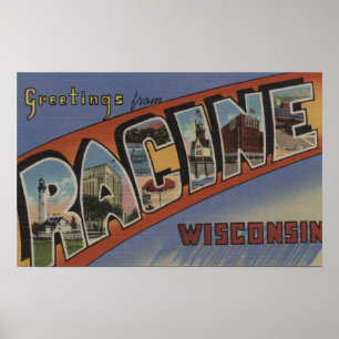 Poster Racine, Wisconsin - Large Letter Scenes