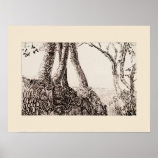 Poster Racines d'arbre Cornwall Eleanor Hughes Réimpressi