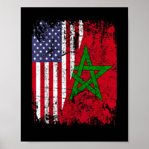 Poster RACINES MAROCAINES   Demi Drapeau Américain   DRAP
