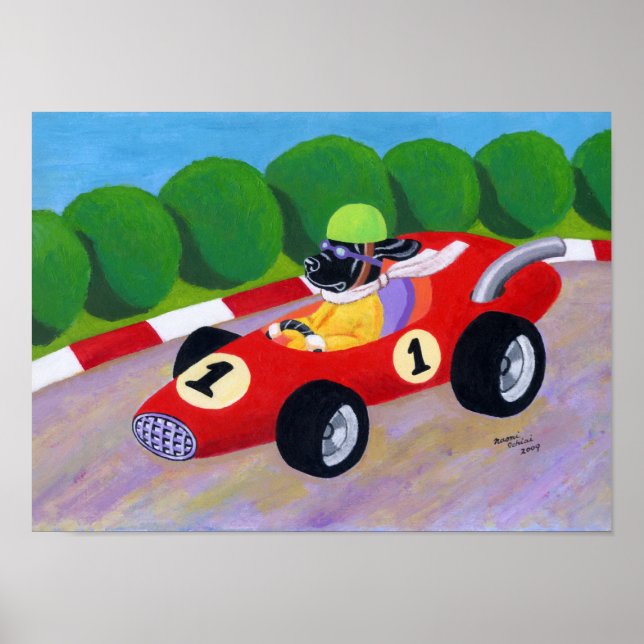 Poster Racing Black Labrador Artwork (Devant)