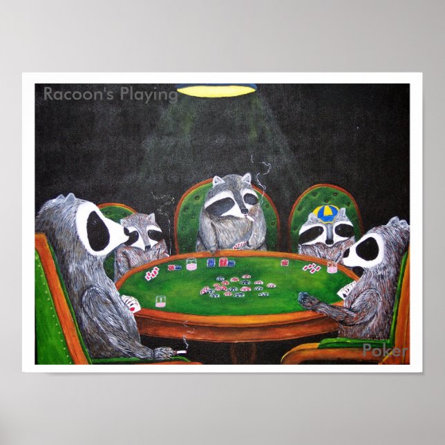 Poster Racoon joue au poker (Devant)