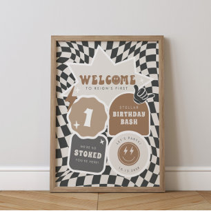 Poster Rad Cool Dude Garçons Retro Patinage Anniversair