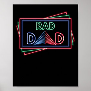 Poster Rad Dad 1980's Retro Fête des pères Neon Color
