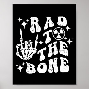 Poster Rad To Bone Funny Skeleton Rock Halloween Hallowee