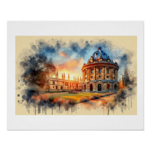 Poster Radcliffe d'Oxford emblématique au coucher du sole