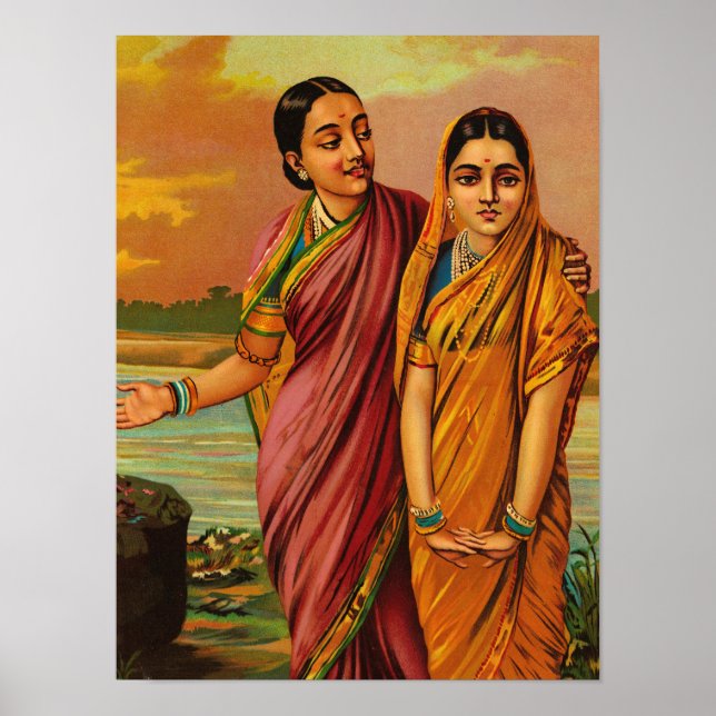 Poster Radha, déesse de l'amour par Raja Ravi Varma (Devant)