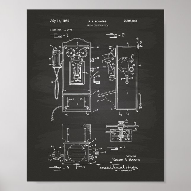 Poster Radio Construction 1959 Brevet Art Chalkboard (Devant)