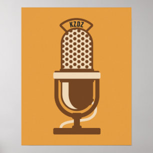 Poster Radio Station Microphone Logo