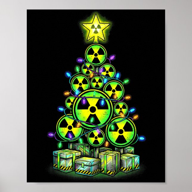 Poster Radioactive Christmas Tree Graphic Nuclear Warning (Devant)