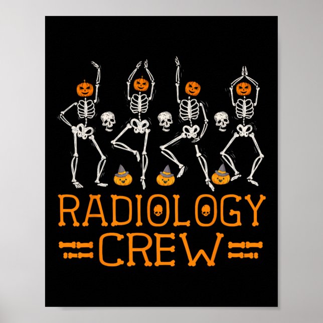 Poster Radiologie Crew Dancing Skeleton Citrouille Fun Ha (Devant)
