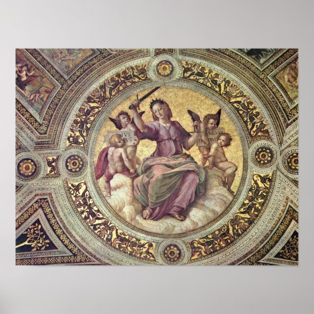 Poster Raffaello Sanzio da Urbino - Justitia Tondo (Devant)