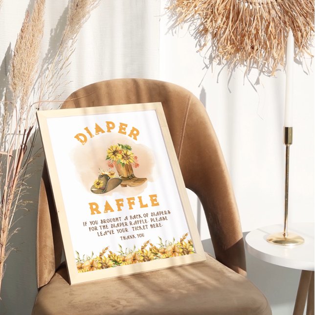 Poster Raffle de couche de Baby shower de rodéo rustique  (Créateur téléchargé)