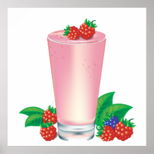Poster Rafraîchir Berry Smoothie Boisson Rose