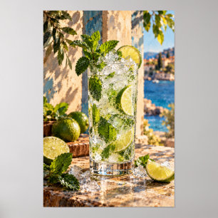 Poster Rafraîchisseur d'été au citron vert et à la menthe