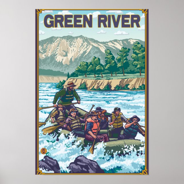Poster Rafting en eau blanche - Green River, Washington (Devant)
