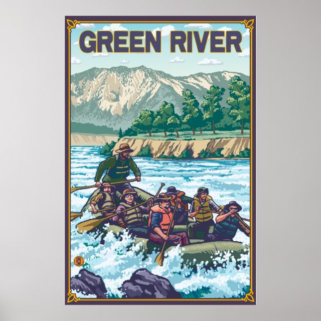 Poster Rafting en eau blanche - Green River, Washington (Devant)