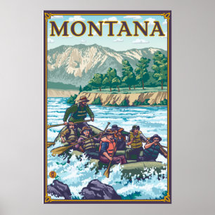 Poster Rafting en eau blanche - Montana