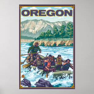 Poster Rafting en eau blanche - Oregon