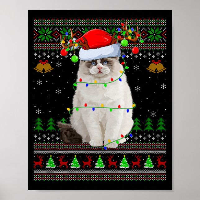 Poster Ragdoll Chat T-shirts de Noël Ugly Christmas Sweat (Devant)
