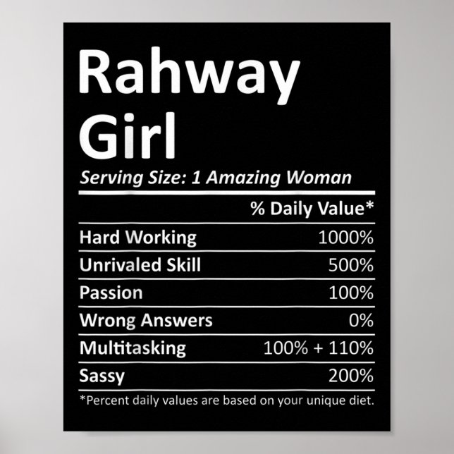Poster Rahway Girl Nj New Jersey Funny City Home Roots Us (Devant)