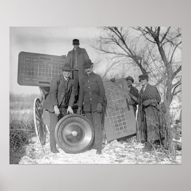 Poster Raid De La Police Illegal Casino, 1932. Photo vint (Devant)