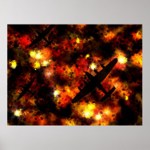 Poster Raid nocturne de bombardier Lancaster