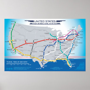 Poster Rail à grande vitesse des USA - faites descendre