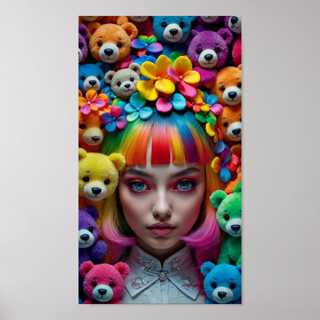 Poster Rainbow Anime Woman (Devant)
