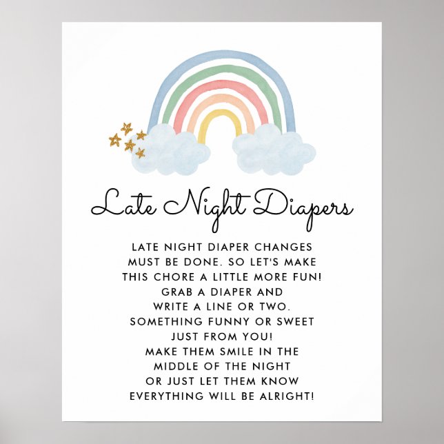 Poster Rainbow Baby shower tard nuits Diaper jeu (Devant)